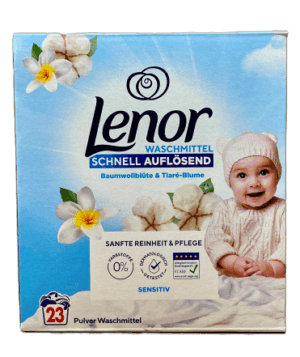 Lenor mosópor dobozos 23 mosás 1,265 kg Sensitive Cotton Flower&Tiara